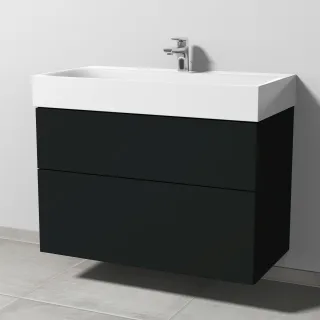 Sanipa 3way Waschtischunterbau zu Kaldewei Silenio Waschtisch mit 2 Auszügen, Vulkan-Matt SP4561V