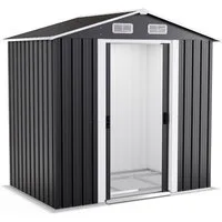 Onbest Gartenhaus mit Fundament Satteldach aus Metall, BxT: 195x125 cm, Wetterfest, mit 2 Haken, 2,4 m²