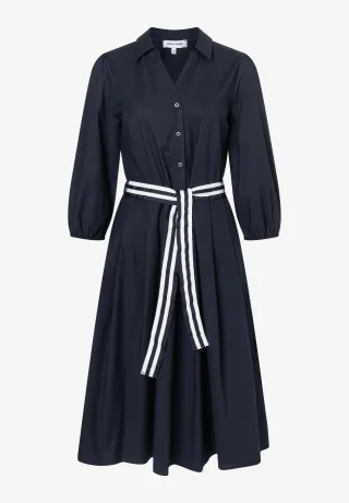 MORE & MORE - Hemdblusenkleid mit Streifengürtel blau - Gr. - 38