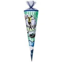 Nestler Schultüte FUSSBALL BLAU/GRÜN, Zuckertüte 85cm (zum Schulanfang / Einschulung)
