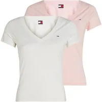 Tommy Jeans T-Shirt TJW 2PACK V-NECK TEE (Packung, 2-tlg., 2-er Pack) mit Logostickerei
