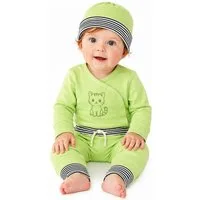 La Bortini Erstausstattungspaket Baby Anzug Wickelbody Hose Mütze in Grün mit Kratze Set neutral (Set für Jungen und Mädchen, Body mit Krtazschutz, Mitwachshose, Erstlingsset für Neugeborene, 3tlg, neutral) aus Baumwolle, 44 50 56 62 68 74 80 86 92 9