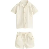 Next Shirt & Shorts Doppellagiges Kurzarmhemd und Shorts im Set (2-tlg)