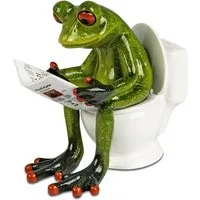 formano Dekofigur Dekofigur Frosch auf Toilette mit Zeitung aus Froschhausen