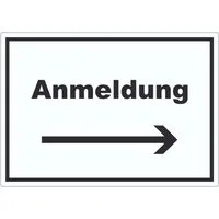 HB-Druck Aufkleber Anmeldung Aufkleber mit Text und Richtungspfeil rechts Aufnahme, wetterfest, UV-beständig, kratzfest