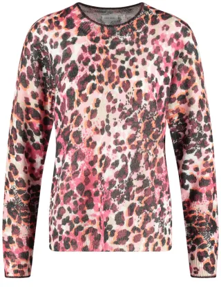 GERRY WEBER Collection - Pullover mit Leo-Muster beige/pink - Gr. - 38