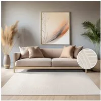 KADIMA DESIGN Teppich Struktur Wohnzimmer schmutzabweisend Teppich Kurzflor, Läufer, Höhe: 10 mm, Florhöhe: 6 mm, 100% Polypropylen, Läufer, 60x100cm, Creme