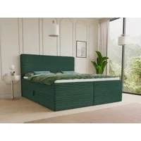 Sofnet Boxbett Mollo (mit zwei Bettkästen, Bonell-Matratze und Topper), Doppelbett, Polsterbett mit Kopfteil, Boxspringbett, Cordstoff