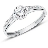JEWLIX Verlobungsring Goldring 375er Weißgold Damen Zirkonia Solitär und Pavé JEWLIX VR0456