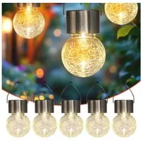 Spetebo LED Solarleuchte Solarleuchten in Bruchglas Optik, Ein-/Ausschalter, LED, warm weiß, Gartenbeleutung Hängekugeln Gartendeko