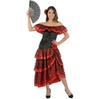 JADEO Kostüm Flamenco-Tänzerin Damen-Kostüm rot-schwarz