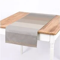SCHÖNER LEBEN. Tischläufer SCHÖNER LEBEN. Tischläufer Streifen 9,5cm creme beige braun grau, handmade