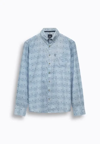State of Art - Hemd mit Allovermuster blau - Gr. - XL