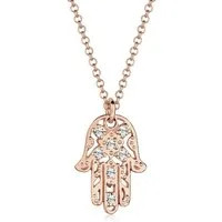 Elli Kette mit Anhänger Hamsa Hand der Fatima Kristalle 925 Silber, Hamsa Hand