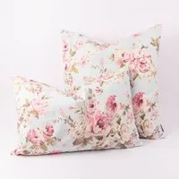 SCHÖNER LEBEN. Dekokissen Kissenhülle Classic Painted Rose hellblau div. Größen SCHÖNER LEBEN