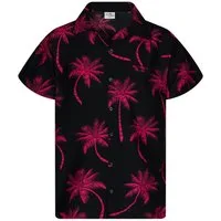 King Kameha Hawaiihemd "Palmshadow" Funky Hawaii-Hemd Herren Kurzarm Front-Tasche Sommerhemd