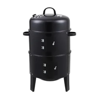 Livingandhome Bbq-Smoker, Schwarz, Metall, 80x40 cm, Grills & Outdoor-Küchen, Holzkohlegrills