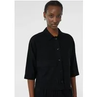 comma Funktionsjacke Indoor-Jacke Kurze Leinemix-Hemdjacke mit 3/4-Ärmeln