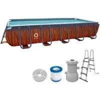 Avenli Framepool Frame Rectangular Pool Set 400 x 200 x 100 cm (Stahlrahmenpool Komplettset, mit Zubehör), Inklusive Filterpumpe, Schläuche, Filterkartusche, Leiter
