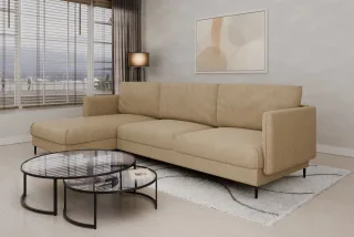 Ecksofa Designersofa HELMER MAX Stoff Baloo Beige Ottomane Links