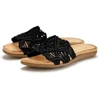 LASCANA Sommerschuh, offener Schuh, Mule, Sandale, Pantolette mit modischem Häkelmuster VEGAN