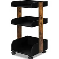 bomoe Rollwagen Aufbewahrungswagen mit Rollen 69 cm hoch Bosse Schwarz und Braun, Holz Rollwagen Badezimmer Büro Küchenwagen Schwarz Braun Servierwagen