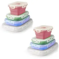 HAC24 Vorratsdose 8er Set Lunchbox Vorratsbehälter Frischhaltedosen, Silikon, faltbar mit Deckel BPA frei