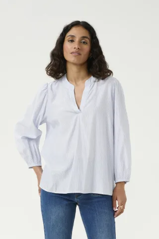 Langarm-Bluse Regular fit Blue/White Stripe blue white
