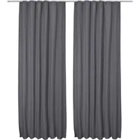 Beautissu Vorhang 2er Set Thermovorhang Gardine Anthrazit Amelie TK, 140x245cm, Vorhang isolierend Kälte- & Hitzeschutz Universalband Verdunkelnd