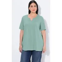 Ulla Popken T-Shirt T-Shirt A-Linie Tunika-Ausschnitt Halbarm