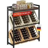 STEELSØN Flaschenregal Astris mit Ablage, Platz für 6 Getränkekisten, mit brauner MDF-Ablagefläche