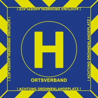 BOS Drohnen Landeplatz Plane Individualisierbar in blau mit Individualisierung THW mittel (510g/m²) ohne ohne ohne