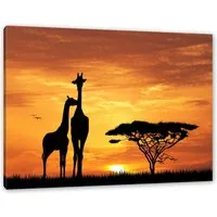 Pixxprint Leinwandbild Giraffen im Sonnenuntergang, Giraffen im Sonnenuntergang (1 St), Leinwandbild fertig bespannt, inkl. Zackenaufhänger