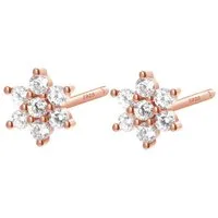 Hey Happiness Paar Ohrstecker Zirkon Sonne, 925 Silber Ohrringe Damen Blume Kristalle