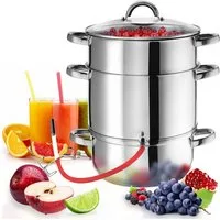 tectake Entsafter Dampfentsafter, 0 W, 7-teilig, aus Edelstahl mit Glasdeckel