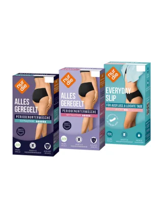 NUR DIE Damen Periodenslip Protection Trio Panty mittelstark extrastark 3-Pack