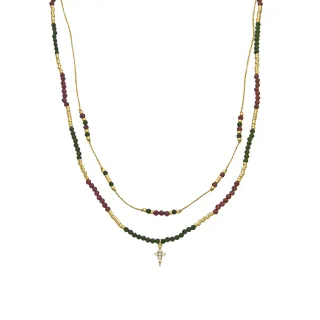 Luxenter Halskette aus 925 Sterling Silber und 18k Gold Finish Brillant Zirkonia - Holis