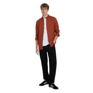 Farah - Button-Down-Hemd für Herren, Oxford-Stil, Langärmlig (Teakholz Braun)