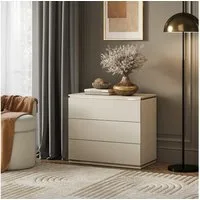 Vicco Kommode Linette, Gold, 80 x 70 cm mit 3 Schubladen (1 St)