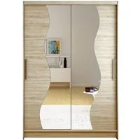 MIRJAN24 Kleiderschrank Miami S (mit Kleiderstange und Spiegel) Garderobenschrank, Schwebetürenschrank, 2-türig