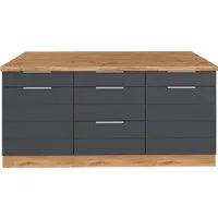 KOCHSTATION Unterschrank KS-Luhe 180 cm breit, für viel Stauraum, MDF-Fronten mit waagerechter Lisene