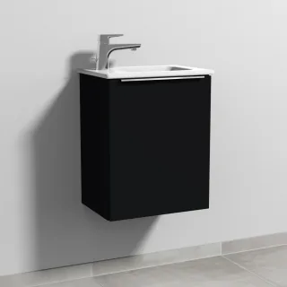 Sanipa 3way Waschtischunterbau zu Duravit ME by Starck Waschtisch mit 1 Tür, Schwarz-Matt UF72108