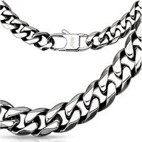 BUNGSA Königskette Königskette massiv 10mm breit Silber aus Edelstahl Herren (1-tlg), Halskette Necklace