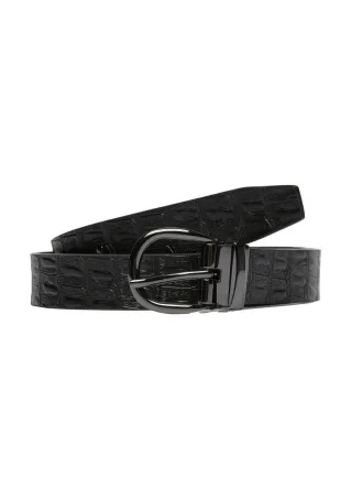 s.Oliver Red Label - Leder-Wendegürtel mit glatter Seite und Animal-Prägung schwarz - Gr. - 90