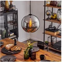 hofstein Hängeleuchte »Cesaro« Vintage Hängelampe aus Metall/Glas in Schwarz/Chromfarben, ohne Leuchtmittel, im Retro Design mit Schirm aus Glas (30cm), Höhe max. 152cm, 1xE27