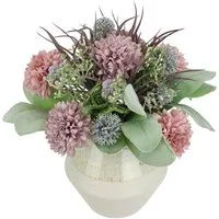 Kunstblume Gesteck aus Dahlien und Allium, I.GE.A., Höhe 21 cm