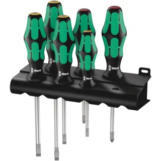 Wera 334/6 Rack Schraubendrehersatz Kraftform Plus Lasertip + Rack, 6-teilig - 05105650001