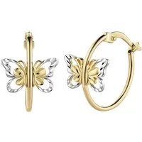Fascination by Ellen K. Paar Creolen Gold 585 zweifarbig mit Schmetterling-Motiv