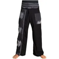 PANASIAM Wellnesshose Thai Fischerhose aus Baumwolle - bequeme Unisex Wickelhose - Yogahose mit Webmuster - Sommerhose Flexible Weite auch in Langgröße bis 1,90 m