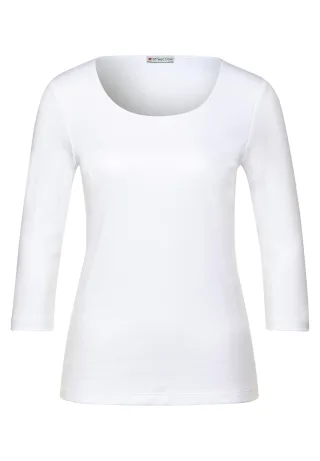 Street One - Basic T-Shirt mit 3/4 Arm white - Gr. - 36